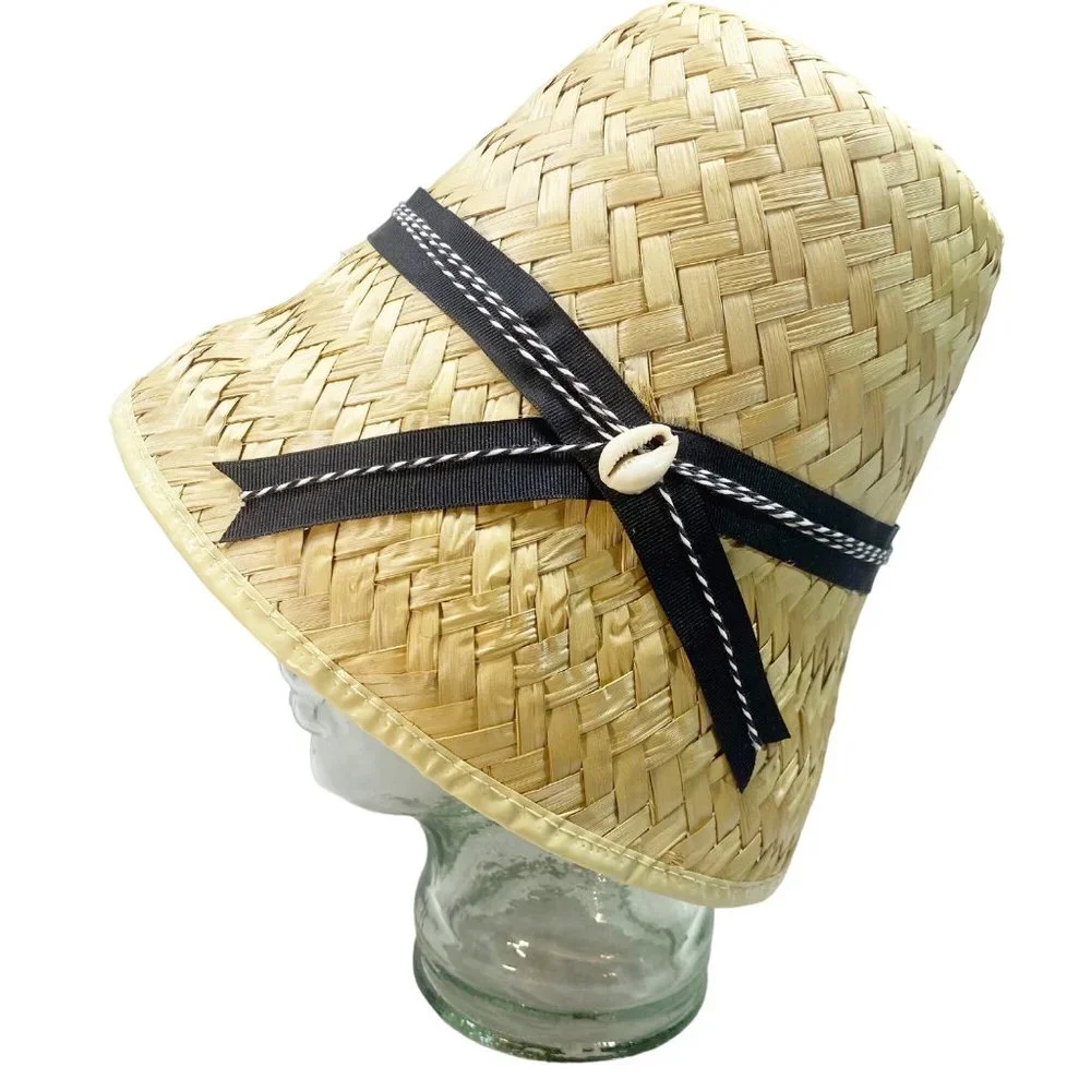 Tan Straw Handmade Bucket Hat OS - Picture 4 of 15